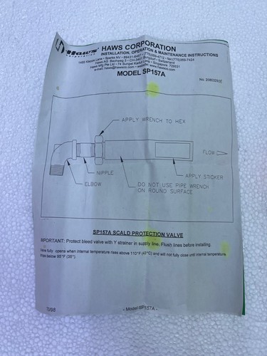 Válvula de sangrado Haws SP157A, protección contra escalones - Imagen 8 de 8