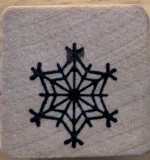Wood Mounted Christmas Rubber Stamp - Mini Snowflake