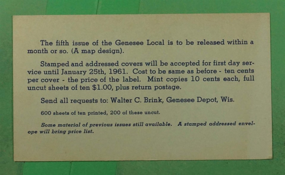DR WHO 1959 BROOK HILL LOCAL POST GENESEE DEPOT WI POSTCARD k10049 eBay