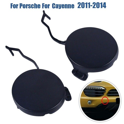 2 un. cubierta tapa para ojos gancho de remolque delantero para Porsche para Cayenne 2011-2014 negra - Imagen 2 de 4