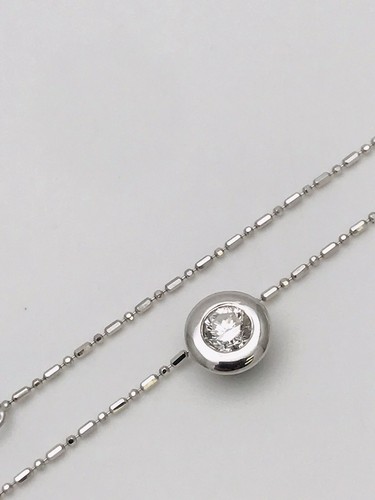 14kt White Gold .50ct Natural Round Diamond Slide Pendent /Necklace 16” - Picture 10 of 12