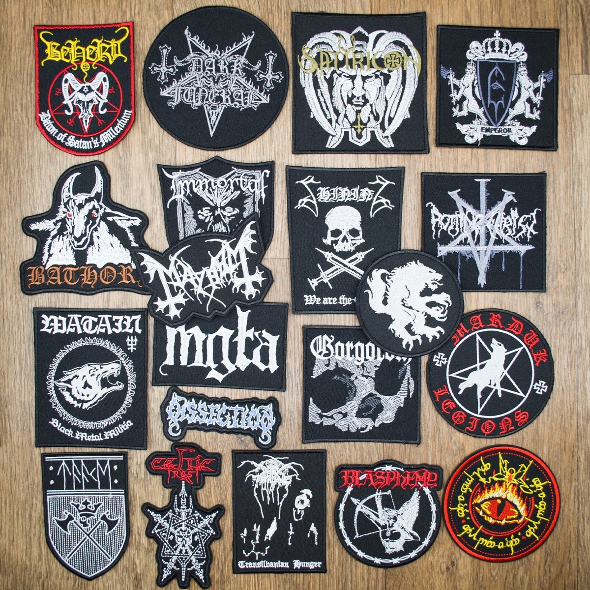 Black Metal Patch Set (20 pcs) Mayhem, Darkthrone, Gorgoroth