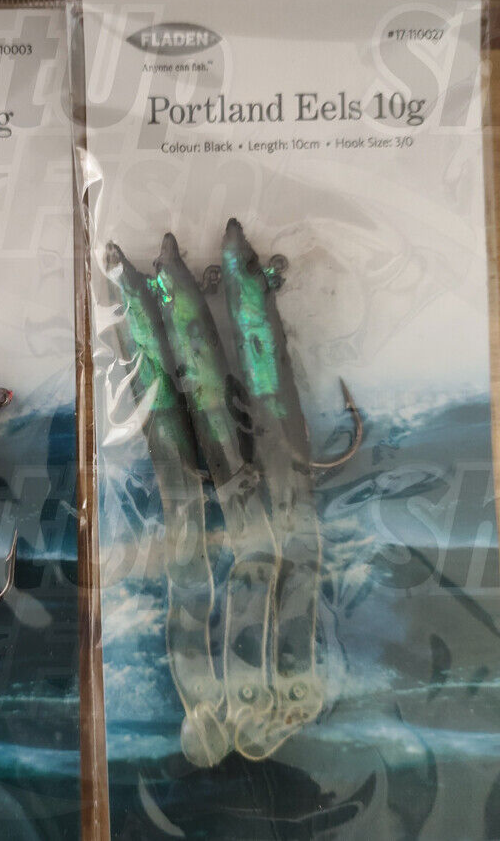 Fladen Weighted Portland Eels 10g 10cm Black - Bass Fishing Lures