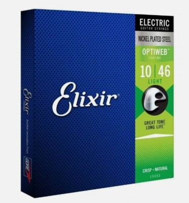 2 Sätze Elixir Optiweb Beschichtung Elektrosaiten 10 - 46 + 12 kostenlose Plektren