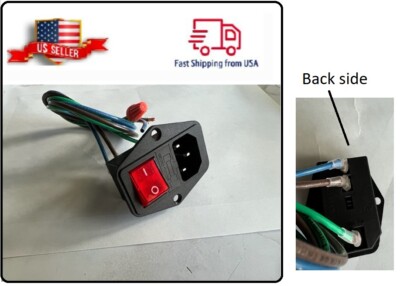 Assembled Power Socket with Fuse and wires Switch 3 Pin IEC320 C14 USA Plug