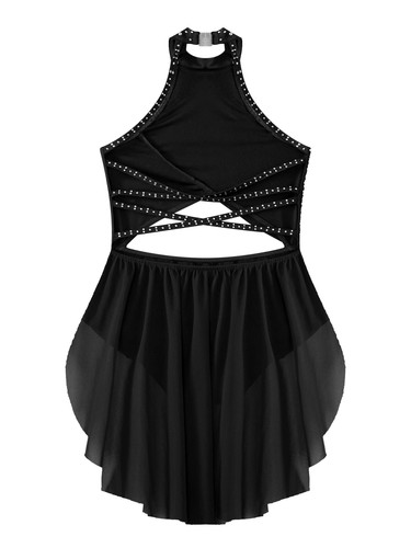 Girls Lyrical Modern Dance Dress Rhinestone Backless Leotard Ballroom AU - Picture 76 of 81