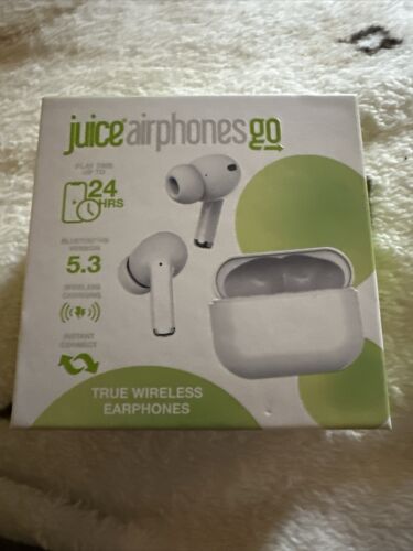Juice Airphones Go-Spielzeit bis zu 24 Stunden - weiß - neu & versiegelt - Bild 1 von 2