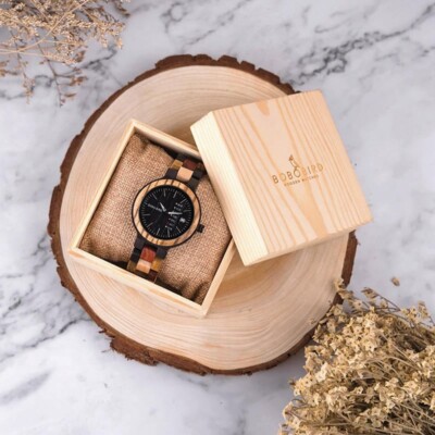 ZEBRAWOOD WRIST WATCH by BOBO BIRD MEN'S DAY/DATE