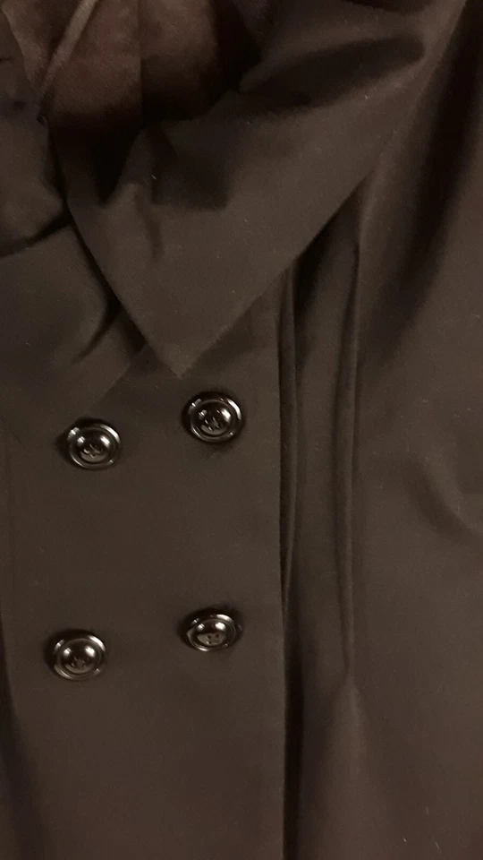 Abrigo Parka Kensie Mujer L Negro Doble Pecho Manga Larga Elegante Cuello Enrollado Foto 3 de 4