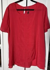 Pure Energy Women's Short Sleeve Pleated Blouse Pink Size 3x