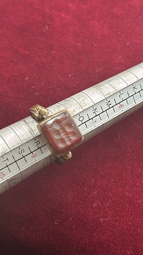 vintage gold tone intaglio ring seal, huge statement piece size Q Insect - Picture 8 of 9