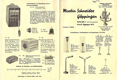Martin Schneider Deutsche Modelleisenbahn Leuchten Trafo Katalog Göppingen 60
