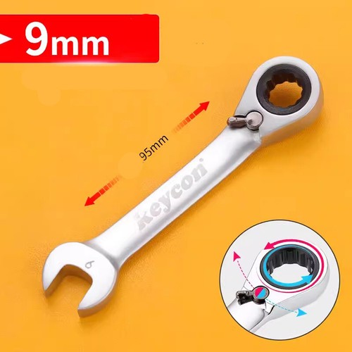 Llave de trinquete reversible Stubby métrica 72 dientes llave de extremo abierto herramientas de mano - Imagen 18 de 28