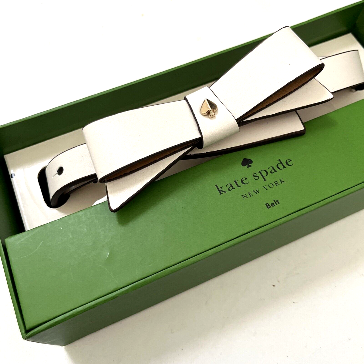 NWT Kate Spade Elegant Gemstone White Bow Belt Size Medium Kate Spade Bow Belt Off White S/M | Adjustable 3/4 main image 2