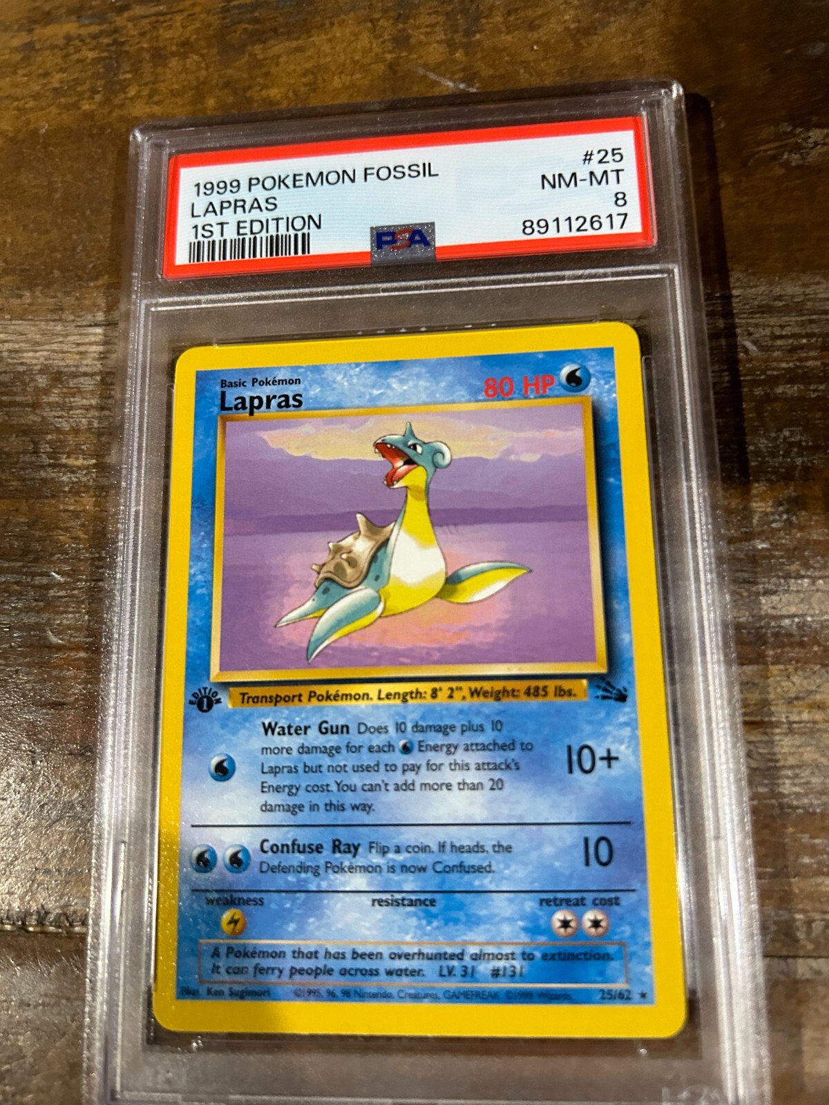 Pokemon 1999 Fossil LAPRAS 1st Edition #25 PSA 8 RARE