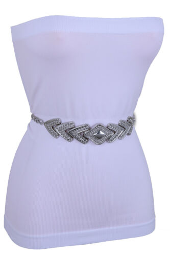 Women Modern Fashion Silver Metal Chain Belt Arrowhead Charm Plus Size XL XXL - Picture 16 of 20