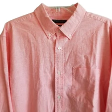 Banana Republic Denim Shirt Mens XL Untucked Standard Fit Pink Organic Cotton