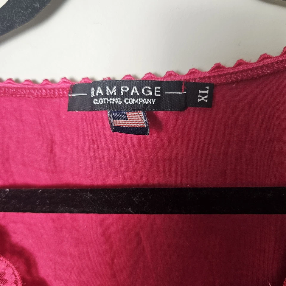 De Colección Rampage S* Babydoll Top Rosa Rayón Encaje Borde Y2K Coqueta San Valentín Foto 4 de 4