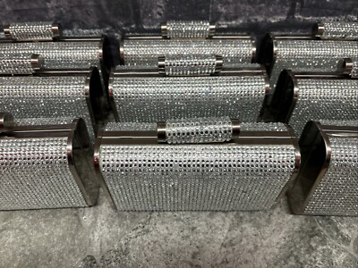 (OLGA BERG) Bae Hot Fix Crystal Frame Clutch (DESC!) Retail $115