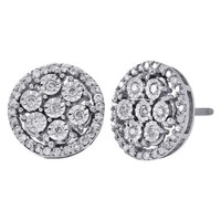 10K WeißGold Rundschliff Diamant Kreis Halo Nieten 12Mm Pave Ohrringe 0.75 Karat