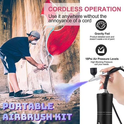 Portable Airbrush Kit Compressor Paint Cordless Handheld USB Air Brush Spray Gun - Picture 2 of 25