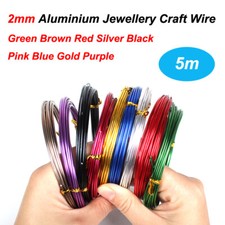 5m Aluminium Jewellery Craft Wire 2mm 9 Colours ,Modelling,Jewellery,Florist