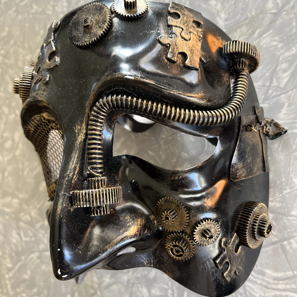 Venetian Steampunk Silver Half Fancy Mask Adult Masquerade Costume Accessory - Image 2 of 4