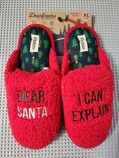 Dearfoams Cozy Comfort Memory Foam Dear Santa Slippers