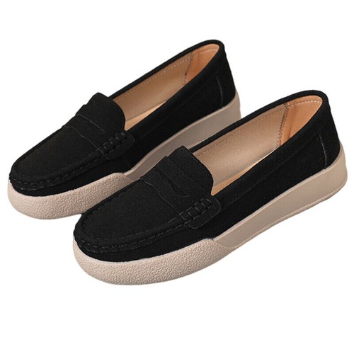 Mocasines antideslizantes cómodos cómodos para caminar de gamuza sintética con puntera redonda para damas - Imagen 16 de 21