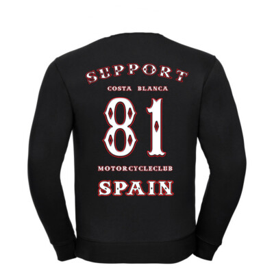 49 Hells Angels Biker Support81 sweater Big Red Machine Black 5166