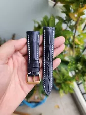 Size 20/18mm Navy Blue 100% Genuine Leather Skin Watch Strap Band- Handmade