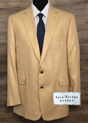 Jack Victor Resort Men Silk Wool Super 110 Tan 2-BTN Blazer SportCoat Jacket 43L