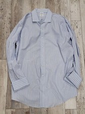  18-35 Men's Brooks Brothers Non-Iron Slim Fit Dress Shirt Striped Cotton Blue