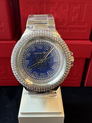 NEW Michael Kors Camille Gold Pave Glitz Blue Crystal Watch MK7341 NIB NWOT