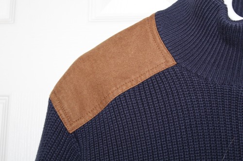 Orvis Navy Blue Full Zip 100% Cotton Sweater Bomber Jacket Coat Men Size Medium - Picture 6 of 17