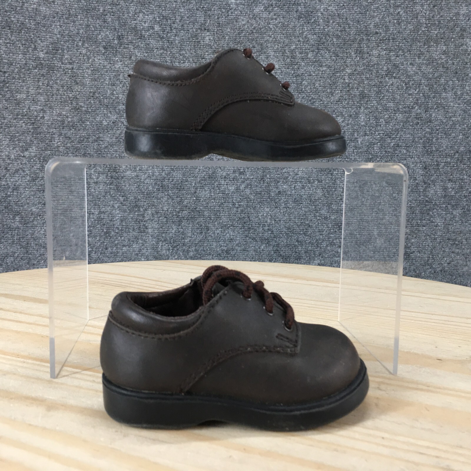 Infant 3 Leaf Oxford Low Top Lace Up Sneaker Brown Round Toe