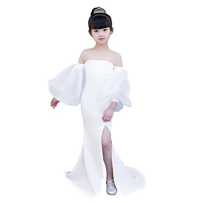 White Mermaid Dress Age for Girls Vintage Noble Graduation Gowns