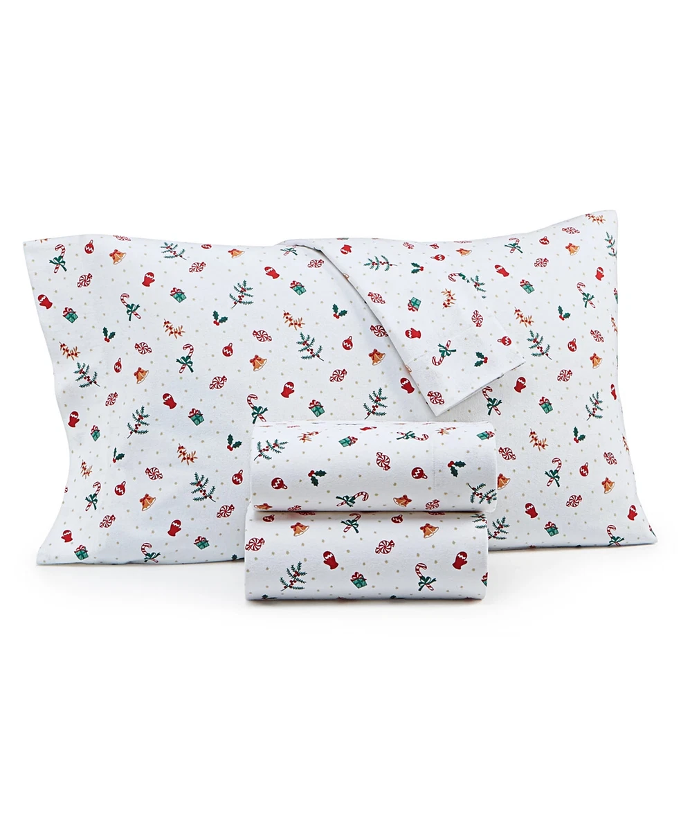 4PC Martha Stewart Collection Candyland Printed Cotton Flannel