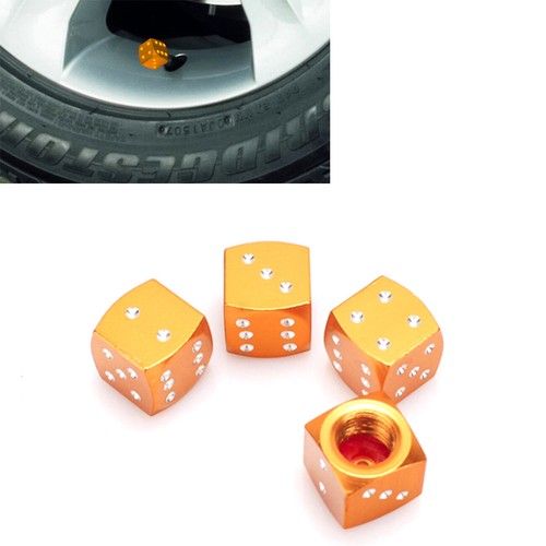Aluminium Gold Dice Tire Wheel Air Valve Stem Cap 4pcs Fits Hon ALS eBay