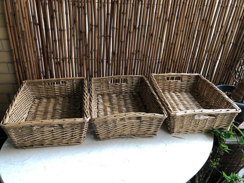 Vtg Extra Lg Storage Basket Rectangle Open Wicker~French Country 19
