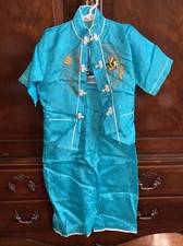 Vintage Child  s Japanese Silk Pajamas with Top and Pants. Made In Japan. Sz 6