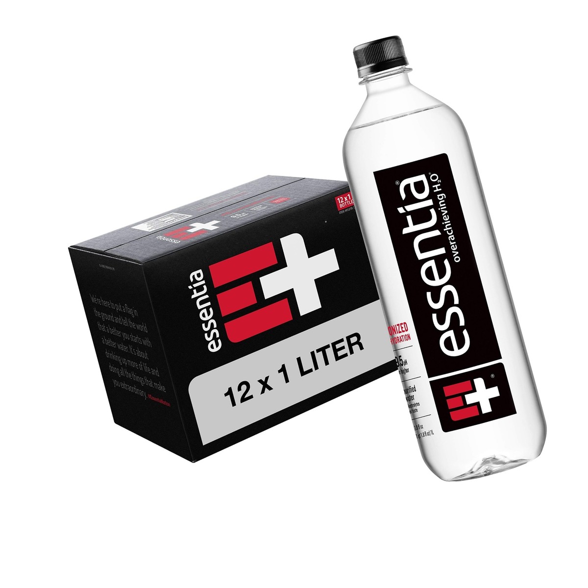 Essentia Bottled Water, Liter, 12-Pack, Ionized Alkaline Water