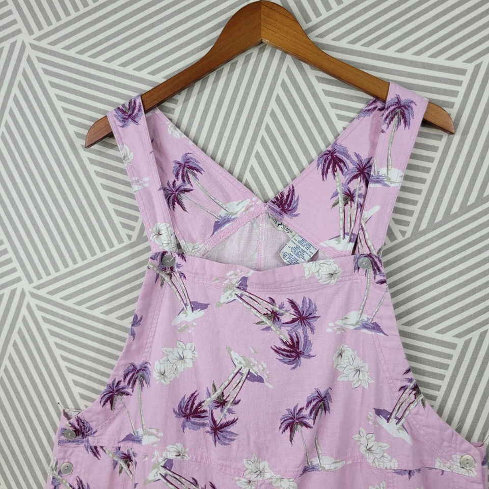 Baberos cortos de lino Y2K de colección talla grande 16/18 rosa hawaiano Luau hibisco Foto 3 de 4