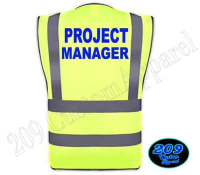 PROJECT MANAGER Vest Hi-Vis SAFETY VEST Yellow, Zipper Front ANSI Approved