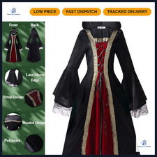 Medieval Renaissance Hooded Dress for Women - Halloween Costume, Adult Size