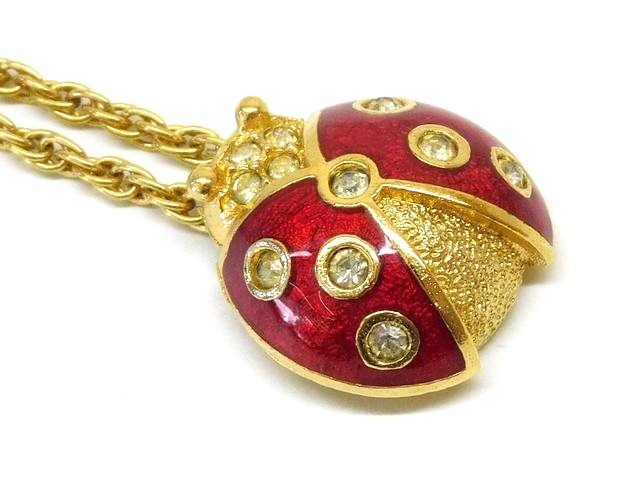 Vintage Christian Dior Y0715 Ladybug Pendant Necklace for Women