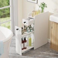 Narrow Bathroom Storage Cabinet Compact Floor Cabinet w/ Drawer