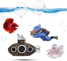 2.1 in Mini Floating Submarine Fish Tank Decoration Set  Cute Retro Submarine Set