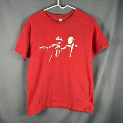 Vintage Y2K Pulp Fiction Daft Punk T Shirt Red Medium Banksy Style Spectra Tag