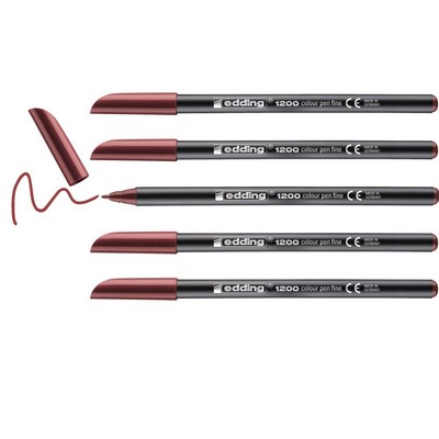 edding 1200 colour pen fine - english red - 10 pens - round tip 1 mm - felt-tip 